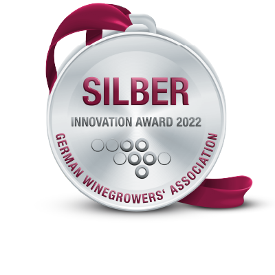 Medaglia Silber Innovation Award 2022 della German Winegrowers' Association, con nastro rosso.